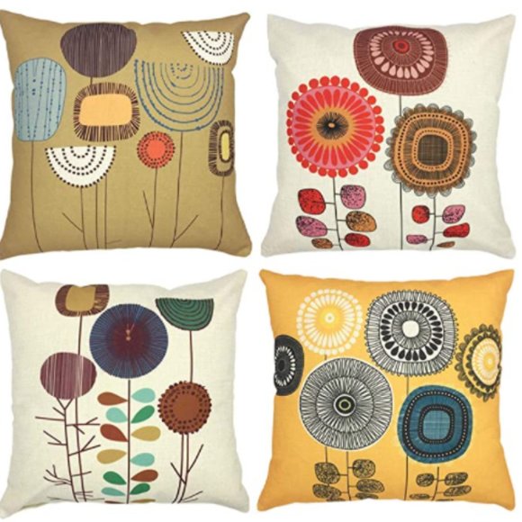 Touch Colourful Other - Touch Colourful 16x16 Inches Abstract Sunflower Throw Pillow Covers set of 4